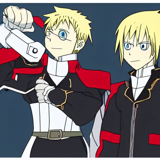 Image similar to vector drawing, full metal alchemist al and alphons