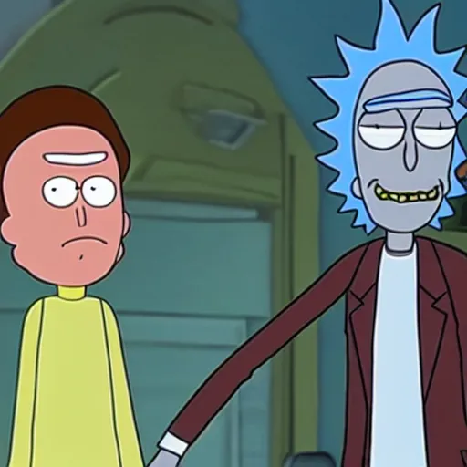 Prompt: rick and morty played by christopher walken and michael cera live action 4 k movie