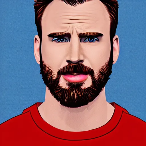 Image similar to portrait of chris evans, highly detailed, centered, solid color background, digital painting