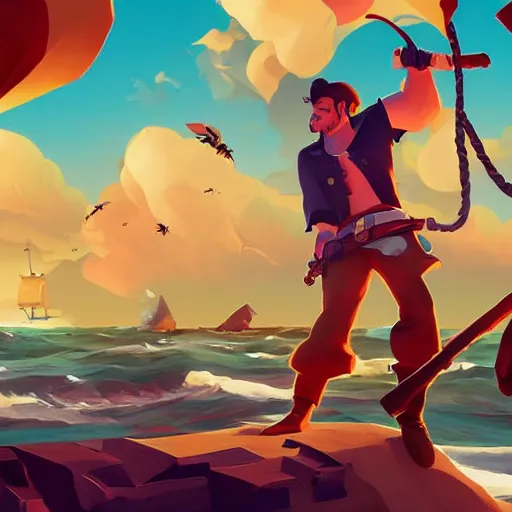 Image similar to painting treasure on sea of thieves game smooth median photoshop filter cutout vector, behance hd by jesper ejsing, by rhads, makoto shinkai and lois van baarle, ilya kuvshinov, rossdraws global illumination