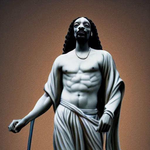 Prompt: marble statue of snoop ( dogg ), 4 k, trending on artstation