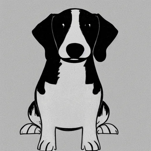 Image similar to very quick simple black and white line sketch of a cute dachshund