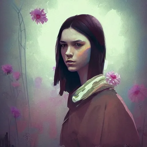 Image similar to Ukrainian girl with a flowers profile picture by Greg Rutkowski, asymmetrical, Organic Painting , Matte Painting, geometric shapes, hard edges, street art, trending on the artstation, realistic:2 by Sachin Teng:4, blur: -4