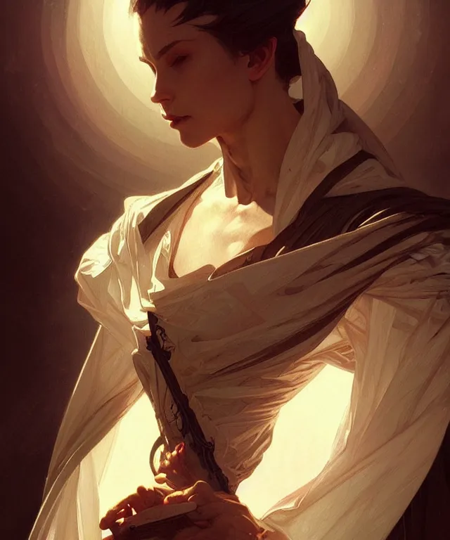 Image similar to an evil priest, portrait, intricate, elegant, highly detailed, digital painting, artstation, concept art, smooth, sharp focus, illustration, art by artgerm and greg rutkowski and alphonse mucha