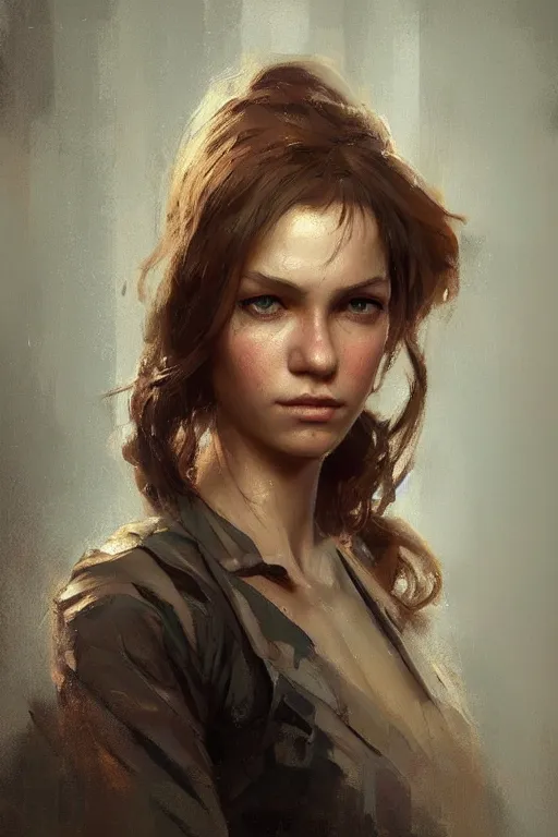 Image similar to girl portrait by toraji, mgs solid snake as a woman, oil painting, sunlit, paint texture, digital painting, highly detailed, artstation, sharp focus, illustration, concept art, ruan jia, charlie bowater, tom bagshaw, norman rockwell