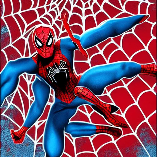 Prompt: spider man swinging with webs in New York digital art