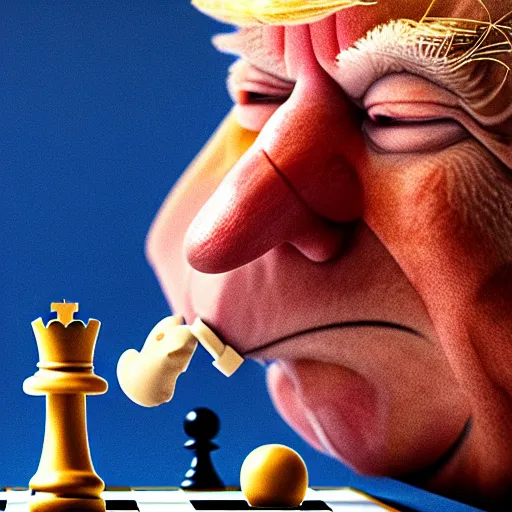 Image similar to Donald Trump playing chess with a monkey, highly detailed, 4k, HDR, award-winning, artstation, octane render