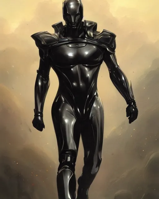 Image similar to wiry muscular male smooth sleek glossy black pearlescent scifi armor, by greg rutkowski and mark brookes and jim burns and tom bagshaw and magali villeneuve, trending on artstation