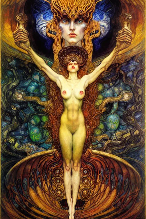 Image similar to Divine Chaos Engine by Karol Bak, Jean Delville, William Blake, Gustav Klimt, and Vincent Van Gogh, symbolist, visionary