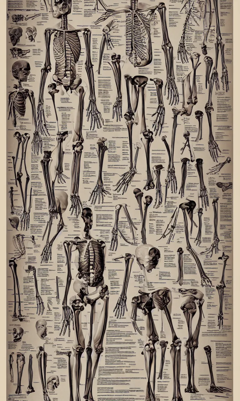 Prompt: medical poster labeling human skeletal anatomy