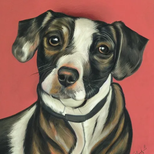 Image similar to painting of cute dog, full size, in style of wally wood, photorealistic