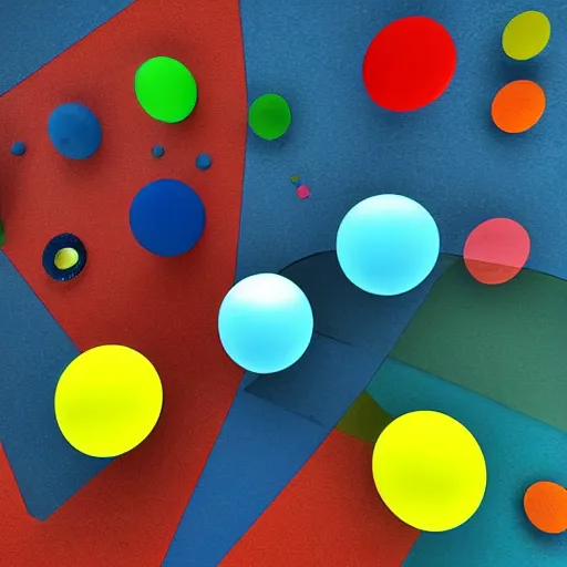 Image similar to colorful 3d spheres surrounded by ice cubes by Kandinsky
