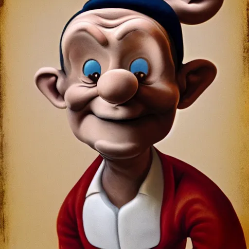 Prompt: portrait of popeye as a real person