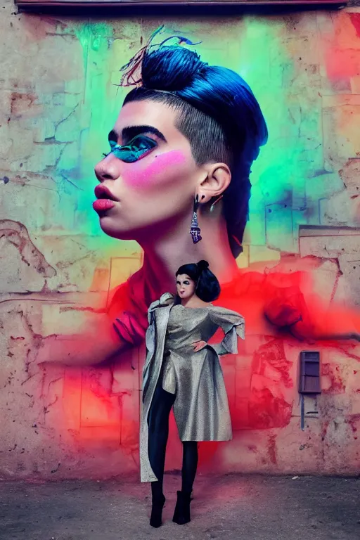 Prompt: leaning forward zingy portrait featuring a perfect dua lipa as a time lord, by ewelina kowalczyk and alessio albi, naturalism, steampunk, in - depth, lumen global illumination, 8 k, resolution, street art, steelpunk, photorealisstic, vibrant chromatic colors, chromatic aberration