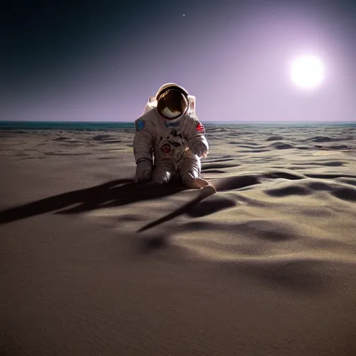 Image similar to an astronaut relaxing on the beach, dramatic lighting, cinematic, extremly high detail, photorealistic, cinematic lighting, nasa footage