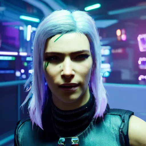 Prompt: female V from Cyberpunk 2077 wearing spiked collar, 4K