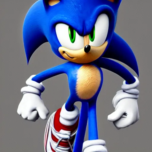 Image similar to 3 d render of sonic, realistic, 8 k, unreal engine