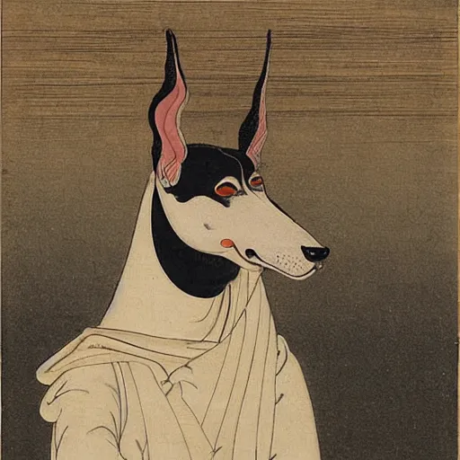 Prompt: Dóberman, Itō Jakuchu, 1790