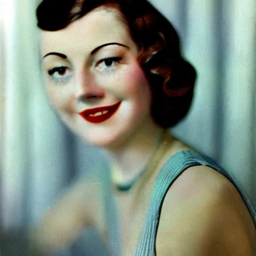 Image similar to a vintage 1 9 3 0 s kodachrome slide of a woman.