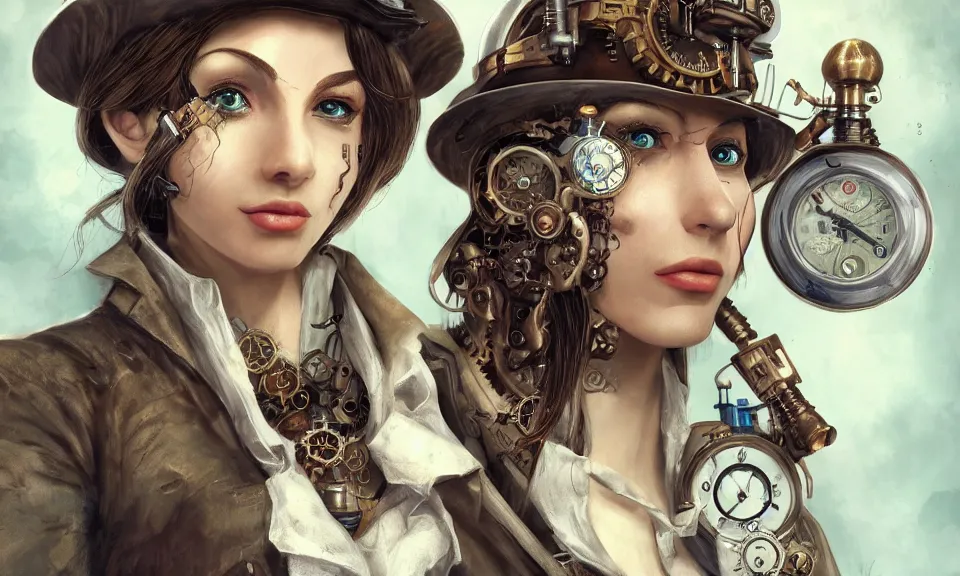 Image similar to steampunk scientist, portrait, medium shot, digital art, concept art, fantasy art, highly detailed, hd wallpaper, hdr, artstation, deviantart, behance