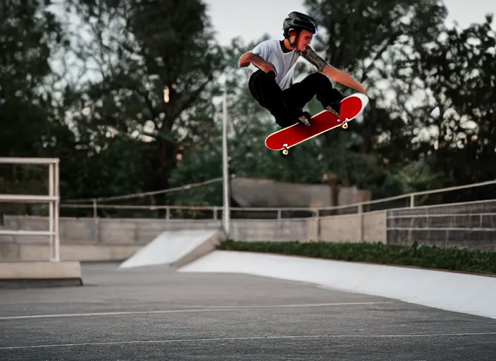 Image similar to photo still of a skateboarder performing a mute air grab, 8 k, bright ambient lighting key light, 8 5 mm f 1. 8
