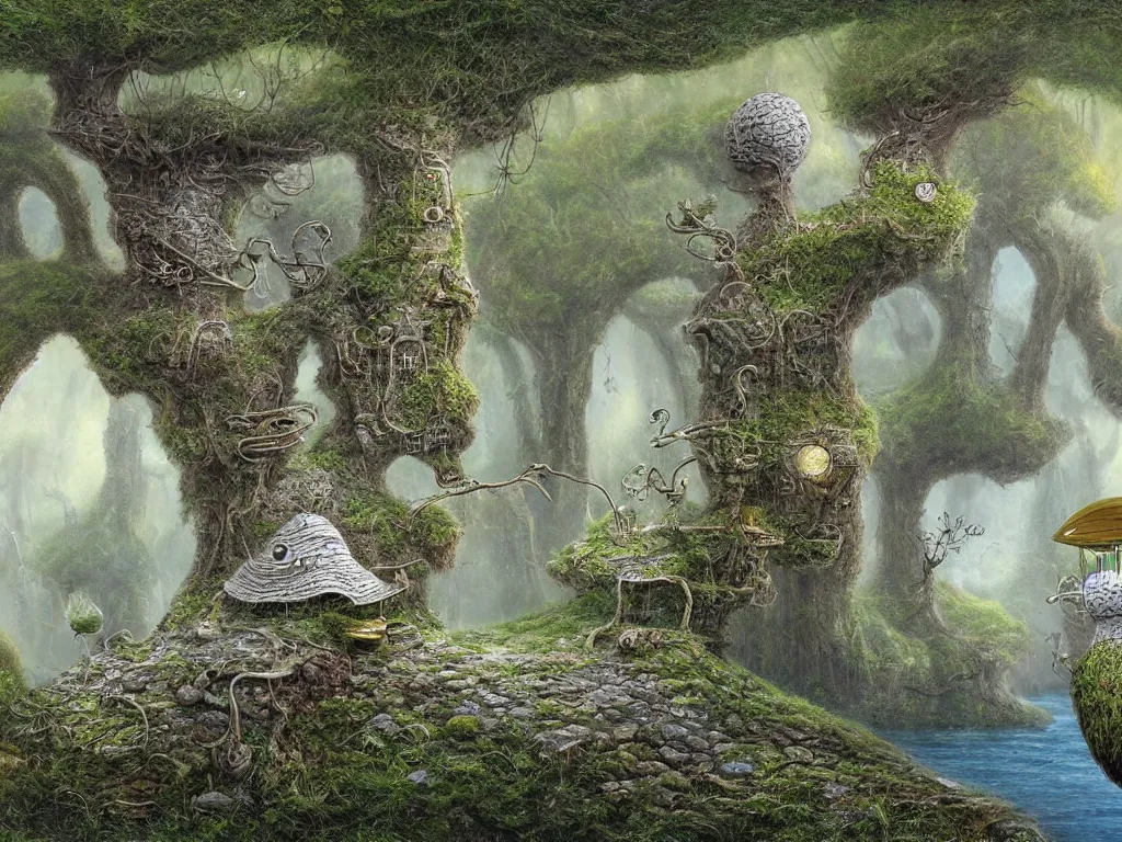 Image similar to samorost landscape highly detailed, realistic photograph