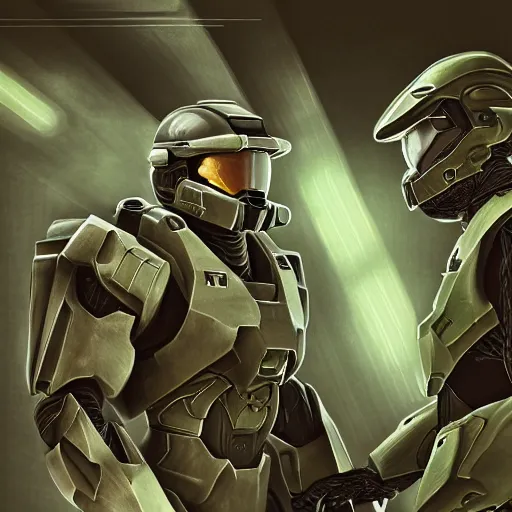 master chief from halo shaking hands with president | Stable Diffusion ...