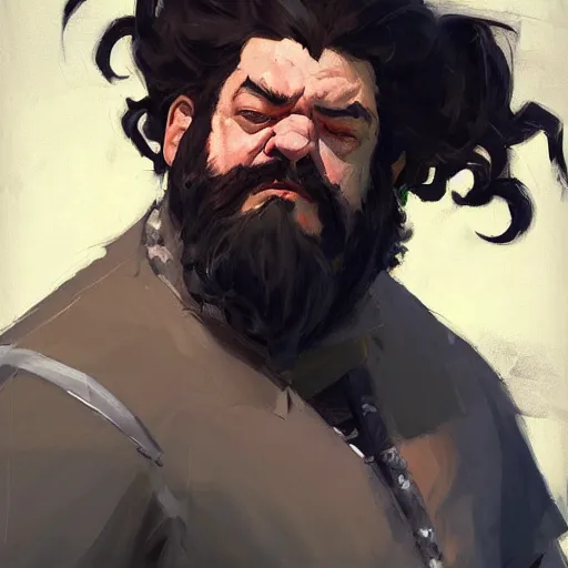 Prompt: greg manchess portrait painting of rubeus hagrid as overwatch character, medium shot, asymmetrical, profile picture, organic painting, sunny day, matte painting, bold shapes, hard edges, street art, trending on artstation, by huang guangjian and gil elvgren and sachin teng