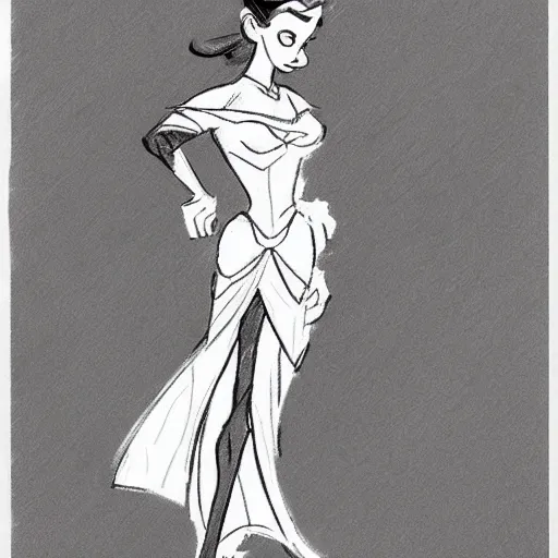 Image similar to milt kahl sketch of princess padme from star wars episode 3