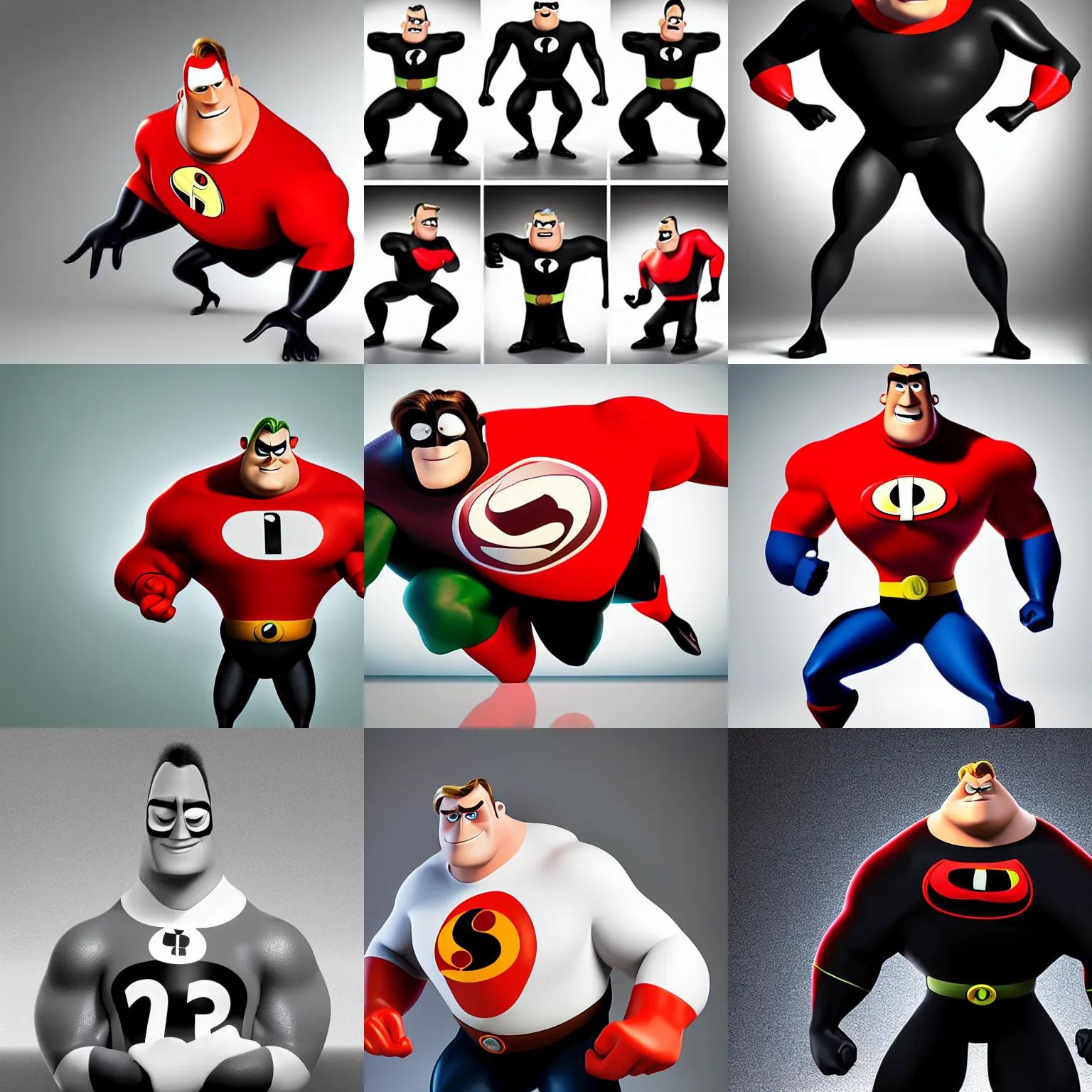 Prompt: mr incredible from the movie the incredibles, real - life photograph, professional photo, white background, award - winning