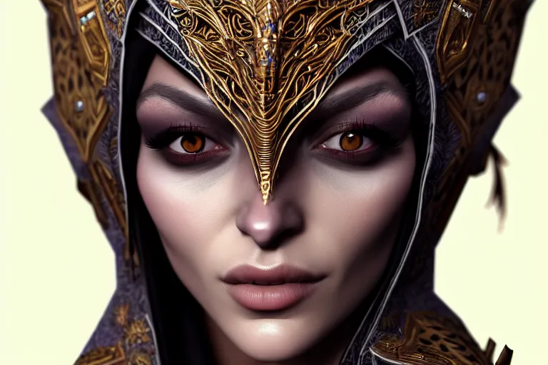 Image similar to a full portrait of a beautiful woman wearing, wearing extremely detailed attire, slim complexity, extremely detailed eyes, medievil, dnd, extremely detailed, high quality, trending on artstation, photo realistic