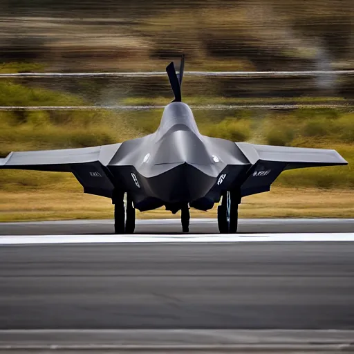 Image similar to an extremely detailed 4k photography of an F35 with gears up flying towards the camera, exiting a well-lit highway tunnel, cinematic lighting, long shot angle, centered composition, 1/400 f2.8 ISO400, 200mm lens