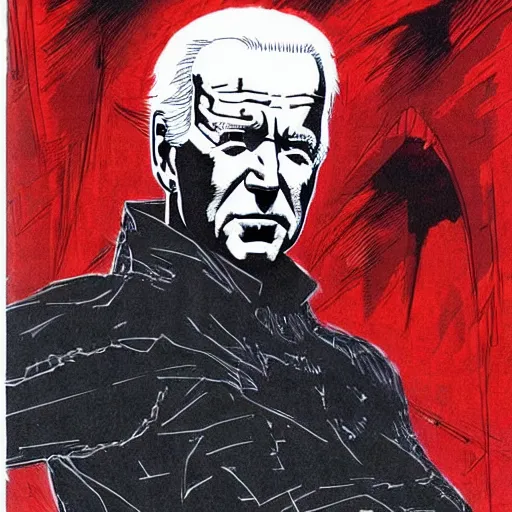 Image similar to Joe Biden looking sinister, by Tsutomu Nihei, highly detailed