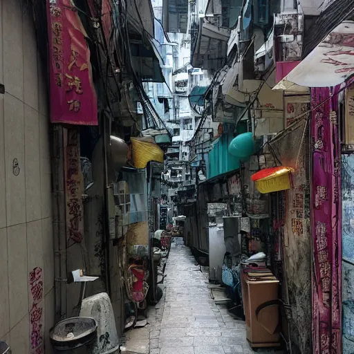 Image similar to an alley in hong kong by moebius