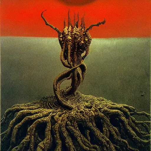 Image similar to Eldritch horror, painted by beksinski