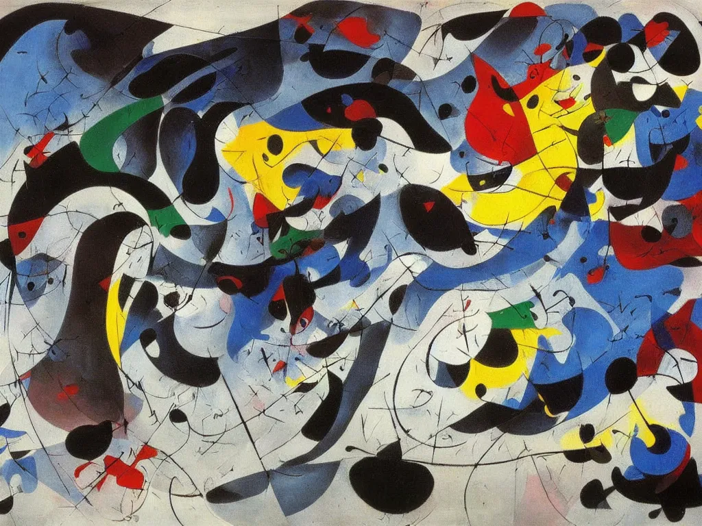 Image similar to an incredibly huge wave illuminated by anger and desire, played by muse and painted by joan miro, trending on artstation,