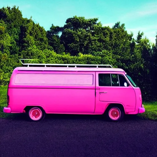 Prompt: pink psychedelic van