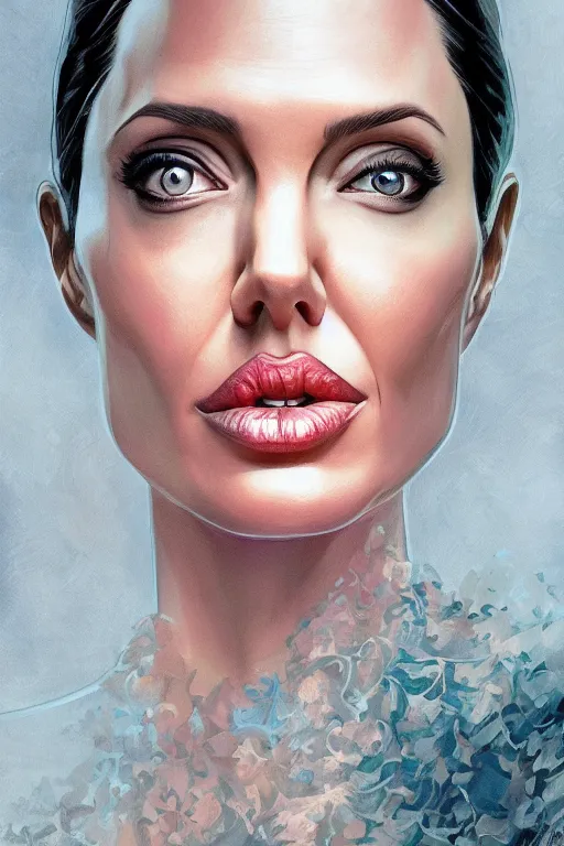 Image similar to Angelina Jolie, victo ngai, artgerm portrait