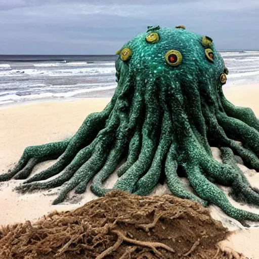 Image similar to a shoggoth on the beach