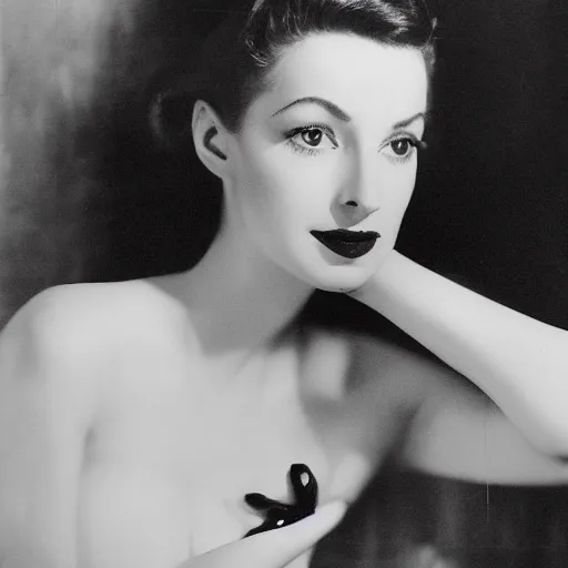 Prompt: portrait of a woman by Cecil Beaton , glamorous Hollywood style lighting, black and white, photorealistic