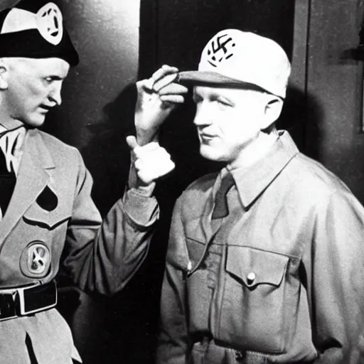 Image similar to 1 9 4 0 s photo of eminem having a rap battle with hitler on moon,