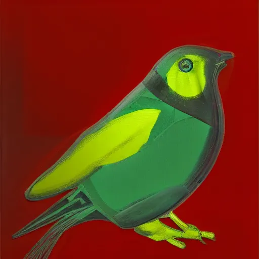 Prompt: a neon-winged mechanical austral thrush, the background is the kernel of a virtual world, oil on canvas by Yoji Shinkawa and Stina Persson