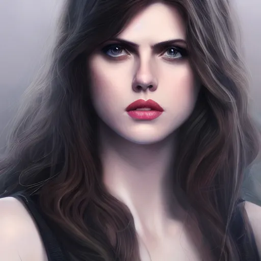 Image similar to Alexandra Daddario as Black Widow, full body, 8k, intricate, cinematic lighting, highly detailed, digital painting, artstation, concept art, smooth, sharp focus, illustration, art by Artgerm