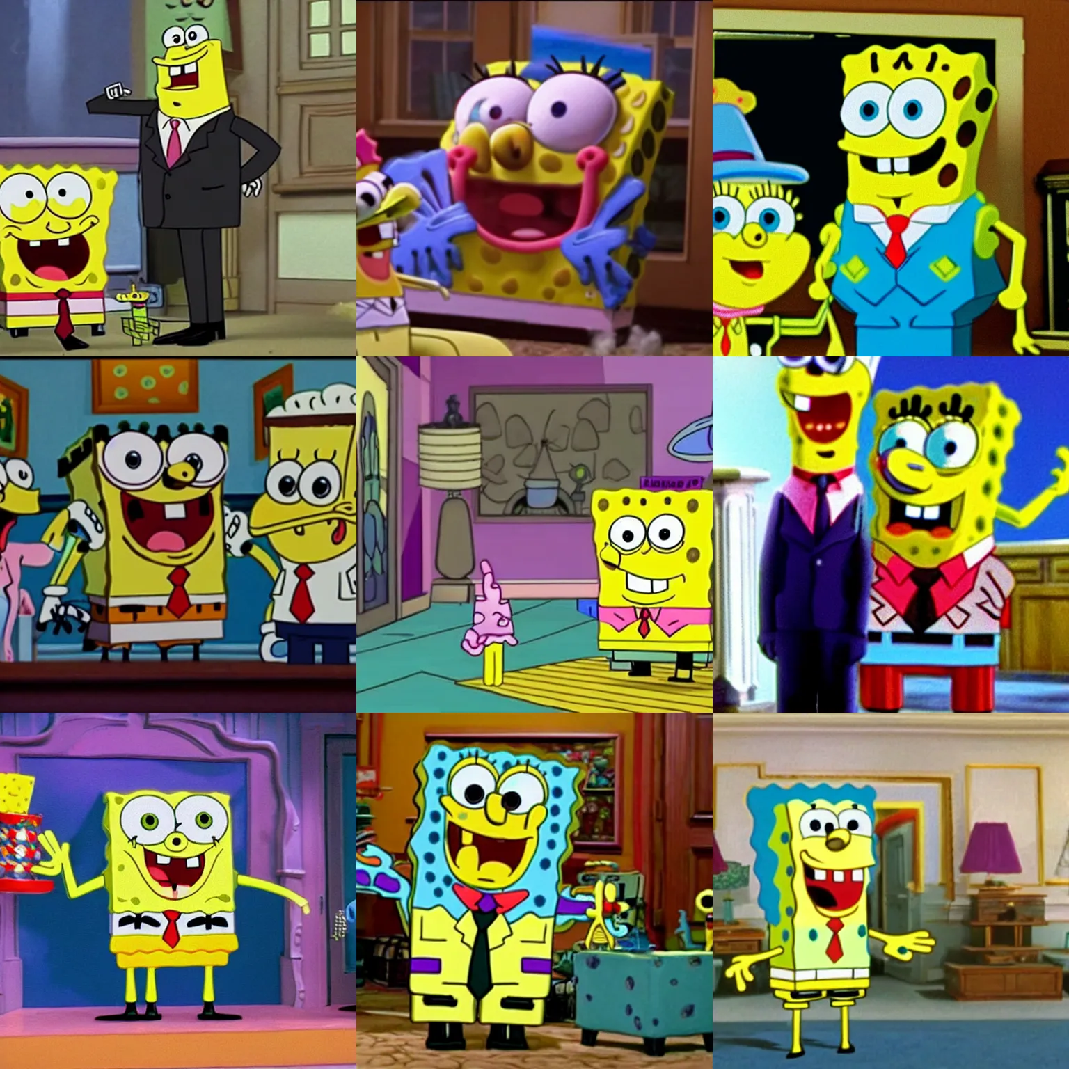 Prompt: spongebob squarepants is a robot butler, movie still