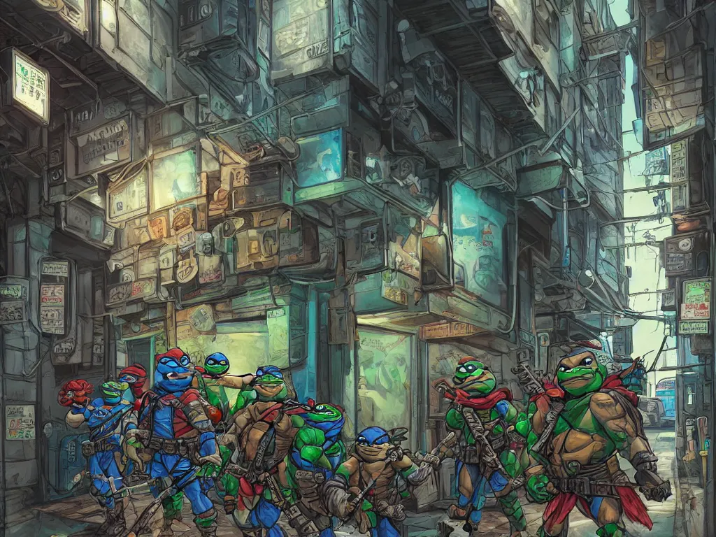 cartoon teenage mutant ninja turtles, standing in | Stable Diffusion ...