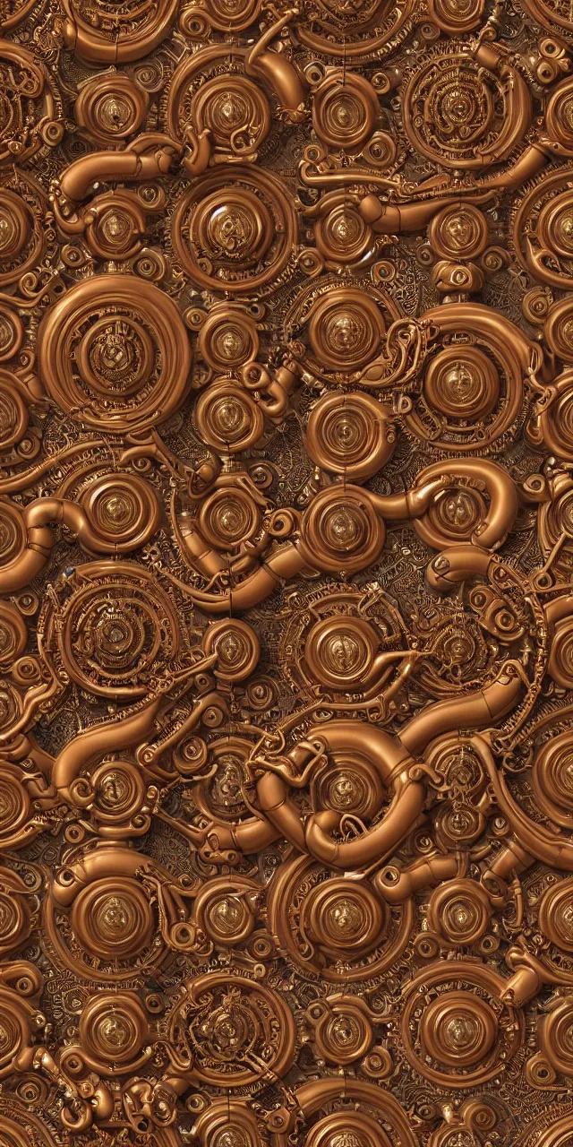 Prompt: seamless pattern of steampunk cybernetic biomechanical hindu god ganesha, symmetric, 3 d model, very coherent symmetrical artwork, unreal engine realistic render, 8 k, micro detail, intricate, elegant, highly detailed, centered, digital painting, artstation, smooth, sharp focus, illustration, artgerm, tomasz alen kopera, wlop