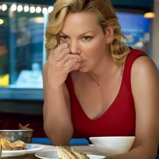 Image similar to catherine heigl and tenth is khan eating sandwiches at a diner, ultrarealistic, photorealistic, 8 k, ultra hd