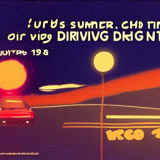 Image similar to Its summer 1988 and you are driving at night