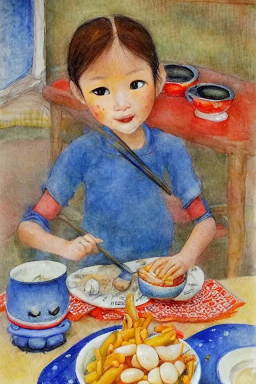 Prompt: tteokbokki by jerry pinkney