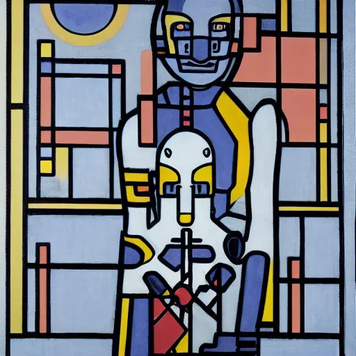 Image similar to cyborgs by piet mondrian